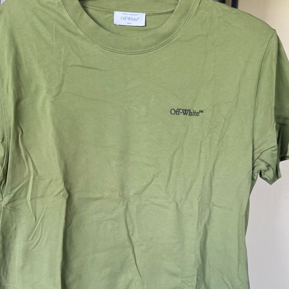 Off-White Green Short Sleeve Tee with Logo Detail